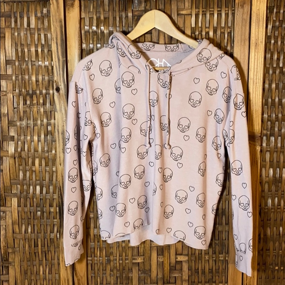 NWT Chaser Skull and Hearts Pullover Lounge Hoodie